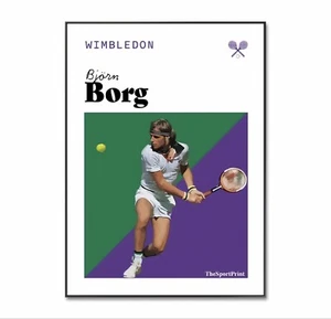 Póster de tenis de Wimbledon, póster de Björn Borg, cancha central, tenis Grandslam - Imagen 1 de 3