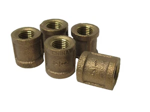 (NEW - Lot of 5) ZORO 1VFD5 1/4" Brass Coupling - Picture 1 of 3