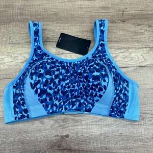 Syrokan Sports Bra Womens Size 34B Blue High Impact Wireless Animal Print NWT - Picture 1 of 10
