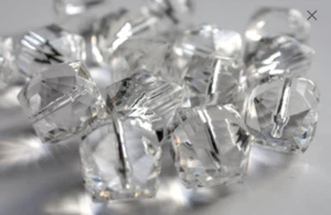 18mm plexiglass crystal beads, unusual faceted cube shape, large qty available - Picture 1 of 5