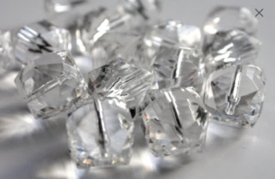 18mm plexiglass crystal beads, unusual faceted cube shape, large qty available - Image 1 of 4