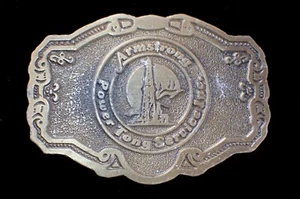 ARMSTRONG POWER TONG SERVICE INC. BELT BUCKLE OILFIELD SERVICES VTG. 1970'S - Picture 1 of 2