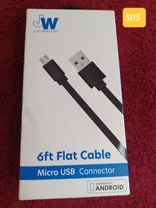 Just Wireless 6ft Flat TPU Micro USB to USB-A Cable - Black - Picture 1 of 2