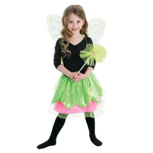 Halloween Fairy Girls 3+ Pink Green Tutu Cosplay Costume 3-Pc Set NEW - Picture 1 of 2