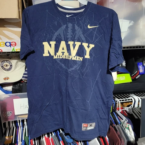 Nike Team Navy Midshipmen NCAA Football Double Sided Blue T-Shirt XLarge Cover