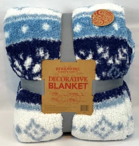 Berkshire Blanket & Home Co. King Plush Fleece Soft & Warm Blanket Blue/White - Picture 1 of 12