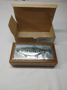 Mango Wood Hand Engraved Trout Fish Box - Picture 1 of 4