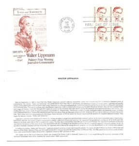 1849 6c Walter Lippmann Artmaster, block of 4 FDC - Picture 1 of 1