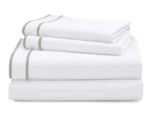 RALPH LAUREN SPENCER GRAU BAUMWOLLE SATIN QUEEN BLÄTTER SET 4-TEILIGES PYJAMASTREIFEN - Bild 1 von 1