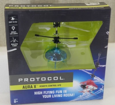 Aura X Remote Control UFO by Protocol Blue & Silver Colored Spinning LED Lights - Image 1 of 4