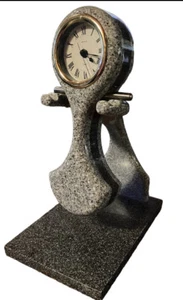 RARE ELIJAH GRANITE BALANCING SCULPTURE CLOCK ZIR QUARTZ WORKING SM CHIP ON BASE - Picture 1 of 11