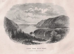 1860 Antique Steel Engraving View from West Point up the Hudson River New York - Picture 1 of 2