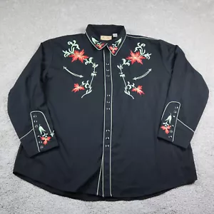 Scully Shirt Mens XXXXL 4XL Black Smily Pocket Pearl Snap Rodeo Cowboy Ranchwear - Picture 1 of 9