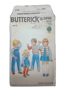 Butterick 3996 Unisex Niños Mono Chaqueta Talla 2 Patrón Corte Sobre Dañado - Imagen 1 de 4