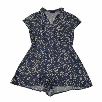 Womens Cotton On Small Slate Blue Floral Romper Viscose - image 1 of 4