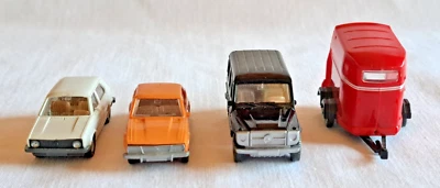 LOTE Wiking escala 1:87 Opel Ascona VW Golf Mercedes SUV y remolque para caballos (WW) Foto 1 de 4