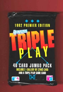 Baseball Donrus MLB 1992 Triple Play Jumbo Pack 40 Karten First Edition - Bild 1 von 1