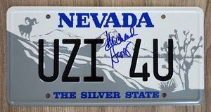 Michael Gross Signed Replica Tremors - UZI 4U License Plate Burt Gummer RAD - Picture 1 of 2