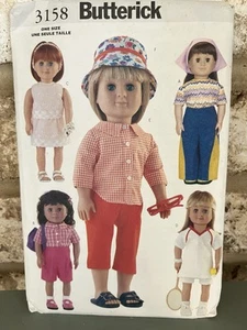 3158 Butterick Muñeca Ropa Patrón Costura 18" Camisa Pantalones Tenis Nuevo Sin Cortar - Imagen 1 de 2