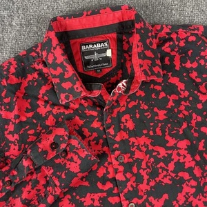 Barabas Shirt Mens Medium Red Black Abstract Button Up Long Sleeve Casual Modern - Picture 1 of 6