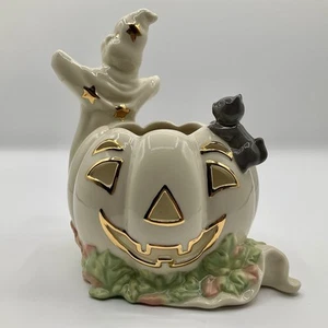 Lenox Portacandele Votivo Fantasma Zucca Gatto Nero Halloween Piatto Caramelle Ciotola - Foto 1 di 9