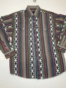 Panhandle Slim Aztec Multi-Striped Men’s Western Shirt Large 16 1/2 - Picture 1 of 14