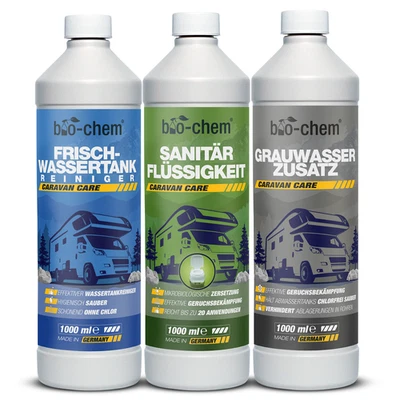 bio-chem Set Igiene Campeggio 3PTLG Additivo Sanitario, Acqua Fresca e Grigia 1L ciascuno