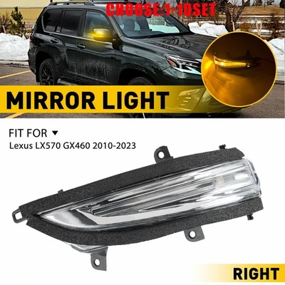 Fit Lexus GX460 LX570 10-23 Front RH Side Mirror Turn Signal Light Amber 1-10X - Image 1 of 4