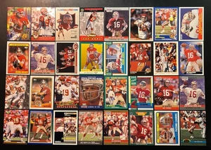 Joe Montana (lote de 32 tarjetas) con insertos 49ers, Chiefs HOF EX-NrMint - Imagen 1 de 5