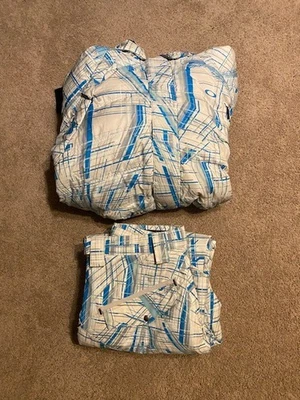 Conjunto de snowboard Oakley Icon masculino tamanho XL caimento solto padrão grade branco e azul - Imagem 1 de 4