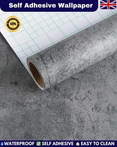 Papel tapiz de vinilo texturizado de hormigón gris efecto enlucido liso gratis Reino Unido - Imagen 1 de 8