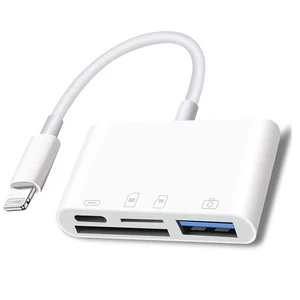 Lightning to SD Card Reader - 4 in 1 Memory Card Adapter for iPhone with USB ... - Picture 1 of 7