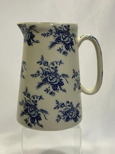 Staffordshire England ~ CROWN B BURSLEM PITCHER ~ Blue Roses Toile Pottery - Picture 1 of 21