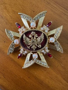 1995 Treasures of the Czars Volunteer Enamel Jewel Maltese Cross Pin Brooch Pend - Picture 1 of 8