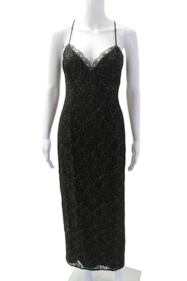 Nicole Miller Collection Women Slip Dress Black V-Neck Maxi Size 6 - Image 1 of 4