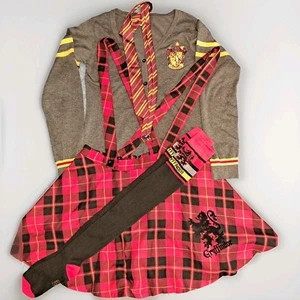 Harry Potter Costume Gryffindor Suspender Skirt,cardigan Socks,tie Size L - Picture 1 of 13