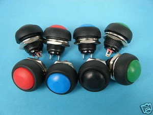 8x Red/ Green/ Blue/ Black 3v/6v/9v/12v/24v/110v/240v Push Button Car Switch,C33 - Picture 1 of 3