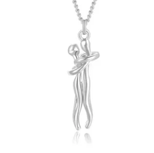 Men Ladies Chain Necklace Cross Pendant Couple Love Hug Dance Birthday Xmas Gift - Picture 1 of 6