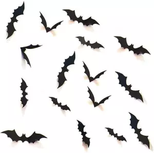 Halloween 3D Bats Decoration, 96 PCS 4 Sizes Realistic PVC Scary Bats Window Dec - Picture 1 of 5
