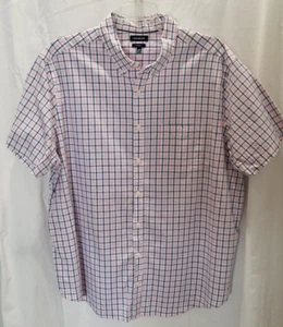 CROFT&BARROW SHORT SLEEVE STRETCH CHECKERED MEN'S SHIRT BLUE&PINK SZ 2XL #3637 - Picture 1 of 5