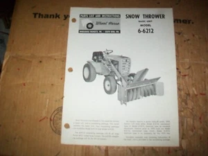 Wheel Horse Parts List & Instructions Snow Thrower Model 6-6212 - Picture 1 of 2