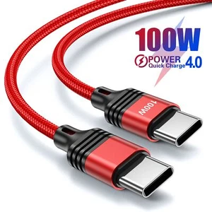 USB C To USB C Fast Charger PD 100W Dual Type C Charging Data Sync USB Cable 5A - Zdjęcie 1 z 14