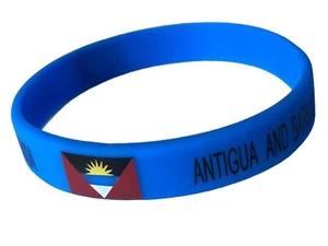 2pcs. ANTIGUA BRACELETS FLAG SILICONE BRACELET WRISTBAND MINI BANNER - Picture 1 of 3