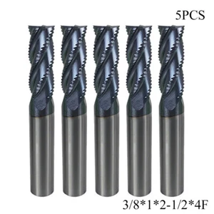 5Pc 4 Flute 3/8"x1"x2-1/2"  ALCrSiN COATED Solid Carbide Roughing End Mills New - Picture 1 of 7