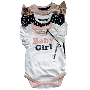 Newborn Baby Girl Bodysuits Set 3 Pack Vest Myleene Klass Cats Spotty Ruffle £22 - Picture 1 of 11