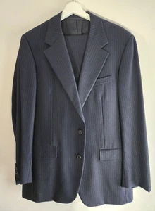 Size 42 Regular Hickey Freeman Men's Suit Jacket Pants Navy Blue Pinstripe Wool - Picture 1 of 11