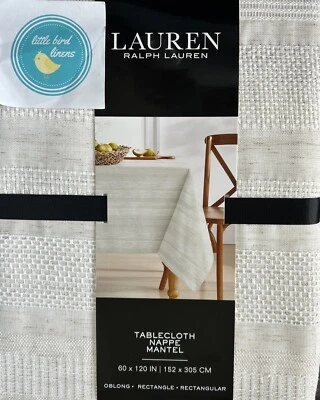Ralph Lauren Tablecloth 60 x 120 Clemens Linen Beige Neutral New Seats 10-12 - Image 1 of 4