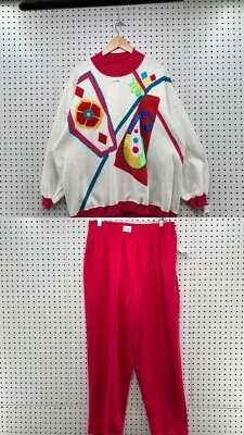 NUEVO 90s Vintage BOUNDARY WATERS Mujer Sudadera Pantalones ROSA 3X 2 Piezas Foto 1 de 4