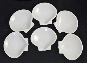 Glasback 6er Set Milchglas Fuß Muschelschale Schale Geschirr Glas Backen Vintage MCM - Bild 1 von 6