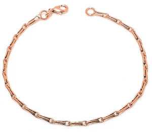Solid Paper Clip Chain Pure Copper Chain Oxidized Copper Chain Bracelet/Anklets - Picture 1 of 5